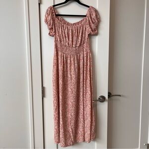 SHEIN Red Floral Midi Dress